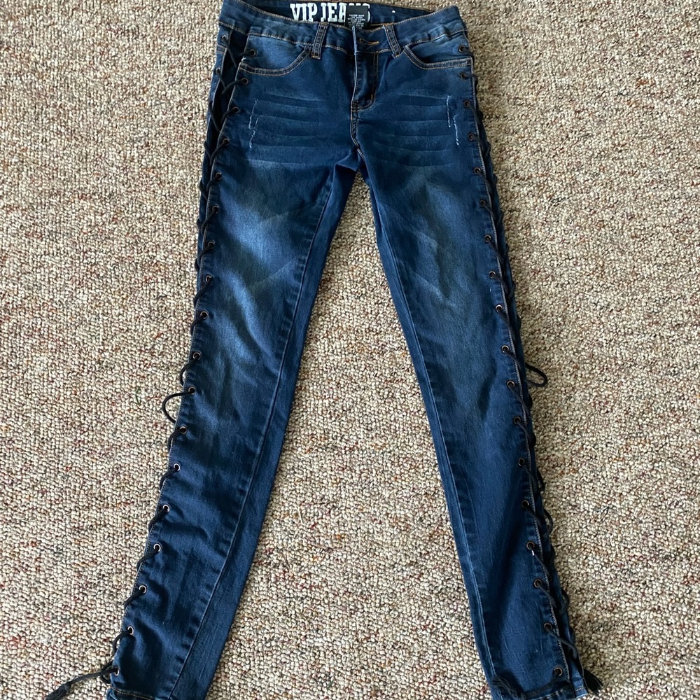 VIP jeans lace up on the sides skinny jeans.